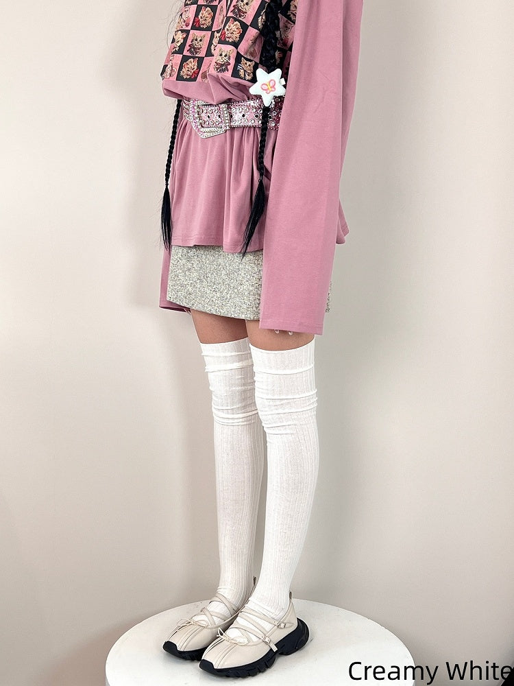 Knee 6 Over Stripe Colors Stockings Pattern Vertical