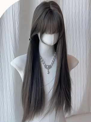 ミルクティーロングストレート合成ウィッグ（前髪付き）