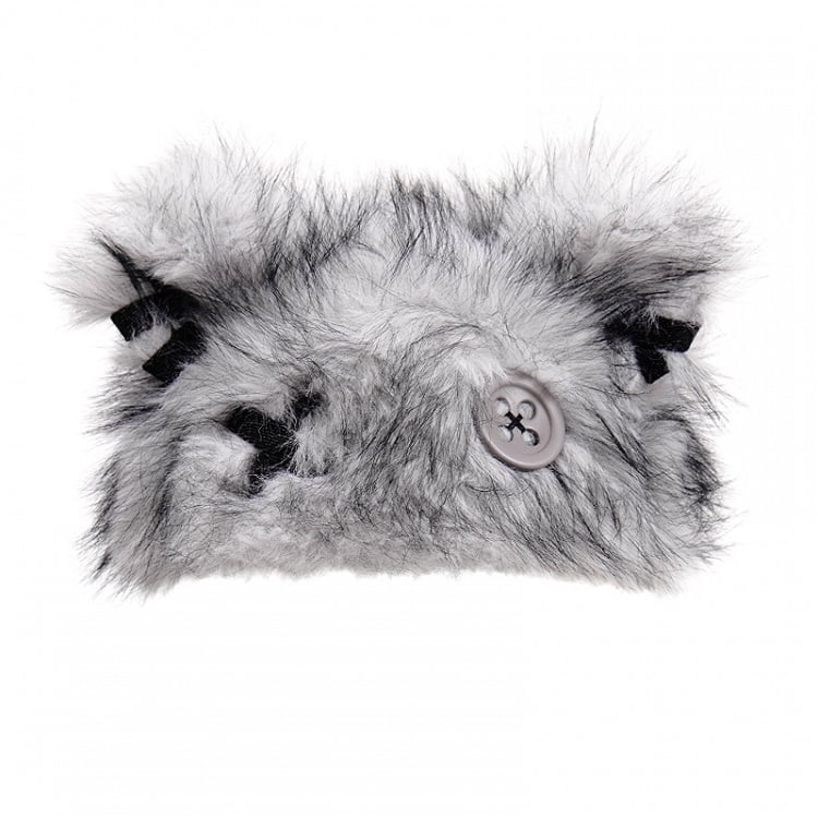 Gray/Brown Button Teddy Bear Ears Plush Hat