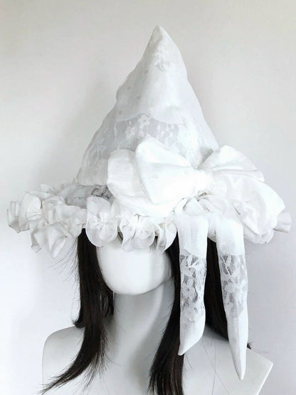 Gothic Tall Pointed Witch Hat with Bow - freetrader