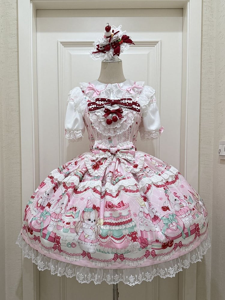 Cakes Kleid Sweet Cherry und Print Pink Lolita