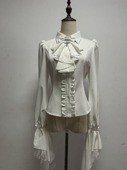 Detachable with Jabot White Shirt Gothic Sleeves Lolita Long