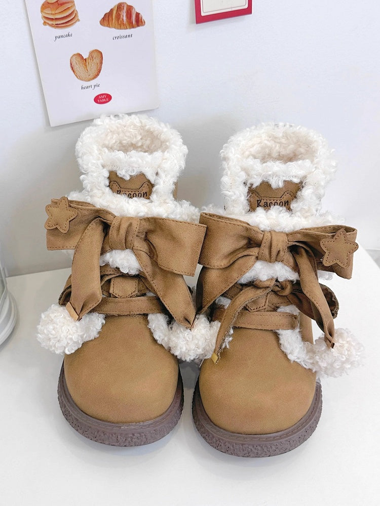 Sweet Accents Light System Star Cookie Hybrid Closure Ankle with Brown Boots Lolita Decor Sole Bow 3cm