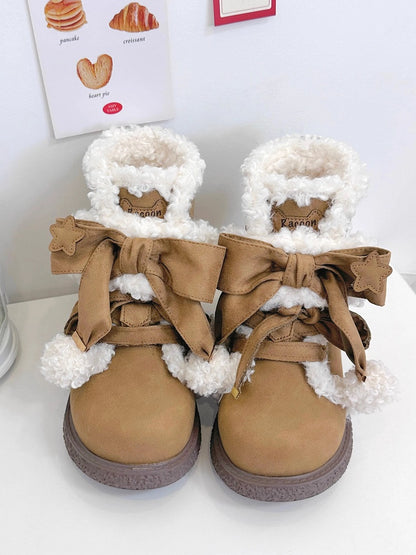 Sweet Accents Light System Star Cookie Hybrid Closure Ankle with Brown Boots Lolita Decor Sole Bow 3cm