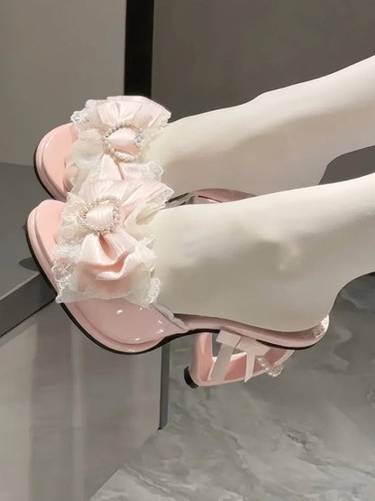 Design with Lolita Heels Pink Slingback Hime Ornate Slip-On