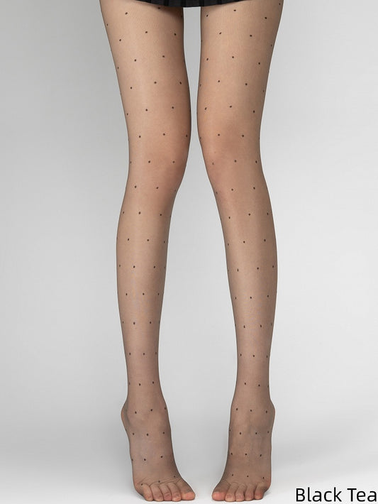 Pattern Tights Sheer Polka-dot Black Tea/Black