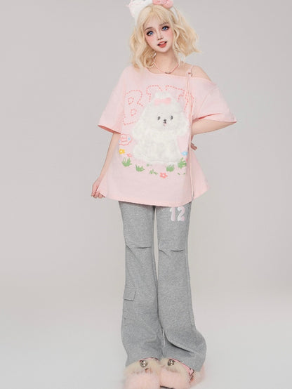 Graue Schlaghose mit Cargotasche