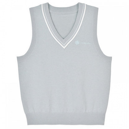 Green V-Neck Preppy JK Uniform Knitted Vest Light