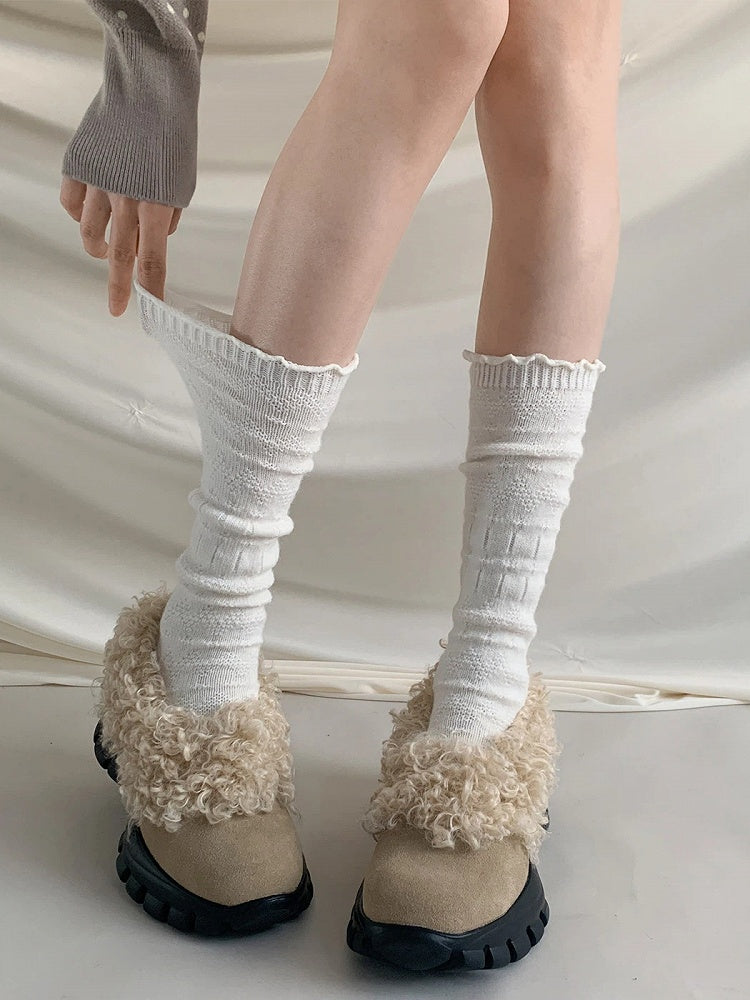 Slouchy Calf Cuff Socks Frilled