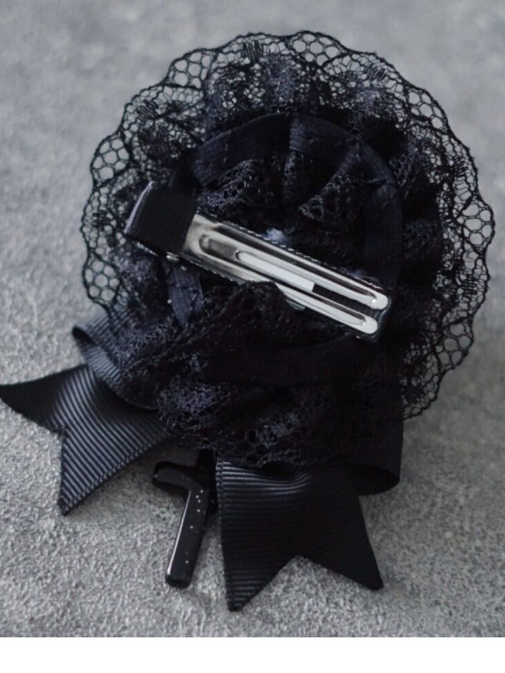 Gothic Hairclip with Black Rose Lace - Strange Sugar