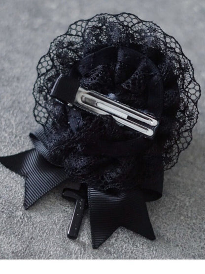 Gothic Hairclip with Black Rose Lace - Strange Sugar