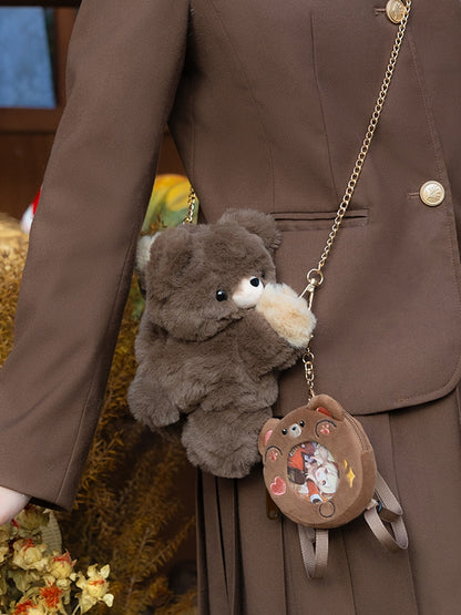 Keychain Plush Small/Middle/Large Bag Brown Backpack/Crossbody Size Bear +