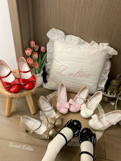 Janes White Mary Snap Mid-heel Sweet Lolita with Fastener