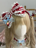 Bow Trim Charm Polka-dot KC Strawberry Lace Red Lolita With Sweet
