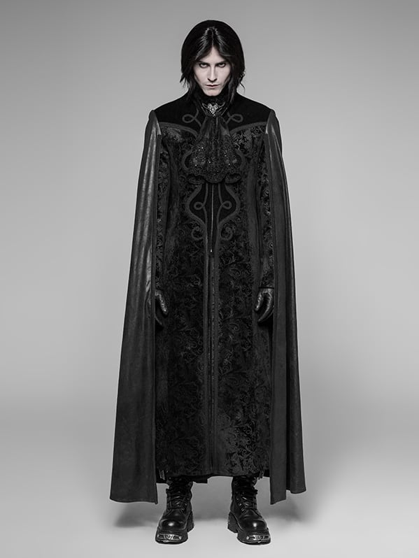 Coat Black Gothic Count Cloak Long Night Men's