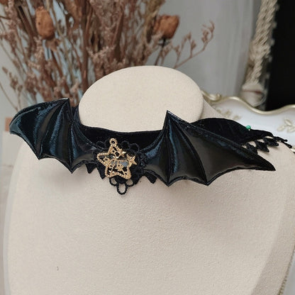 Halloween Bat Decorated Star Black Design Wings Choker