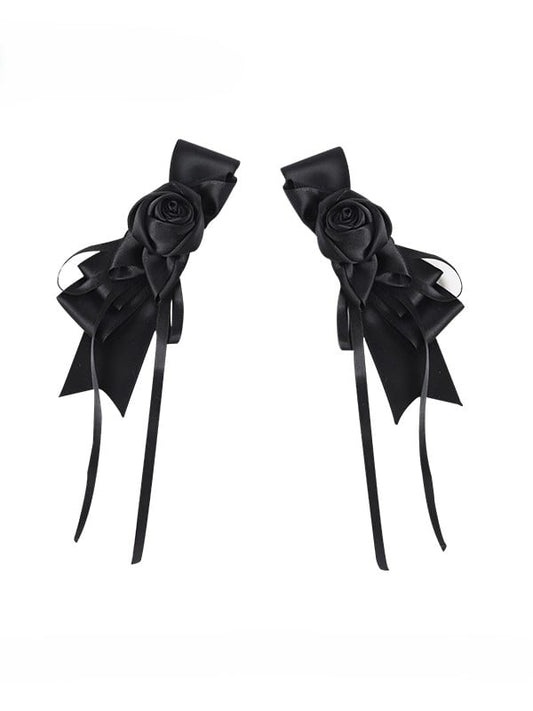 with Hairclips Gothic Ribbon Streamers Rose Black/Champagne/White
