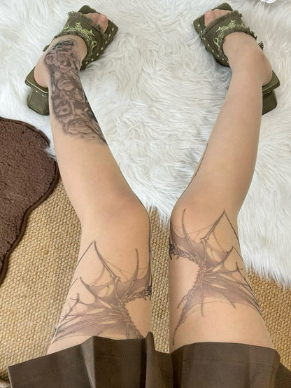 Tights Wings Nude Y2K Print