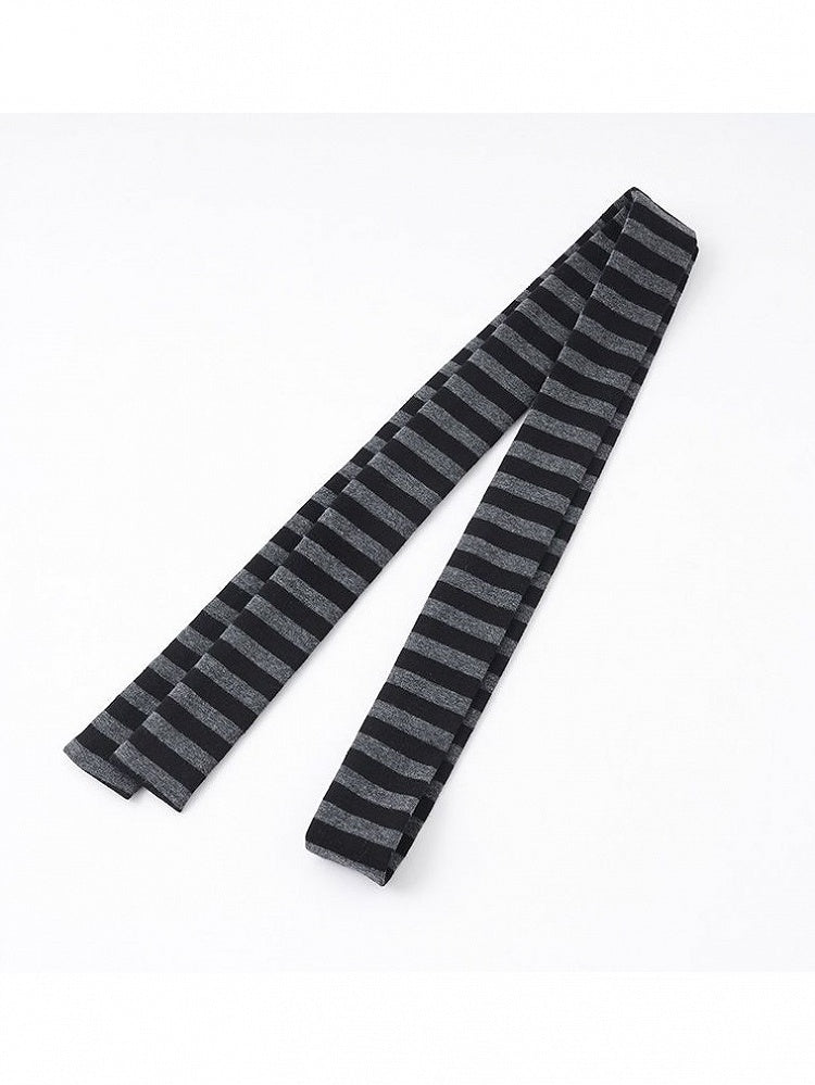 Scarf Black  Gray Striped Punk