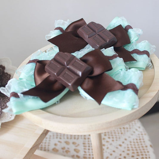 GreenBrown Chocolate Lace Decorated Hairclips Trim Bowknot
