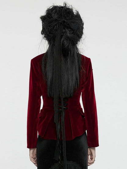 Coat Goth Red Exquisite Embroidered