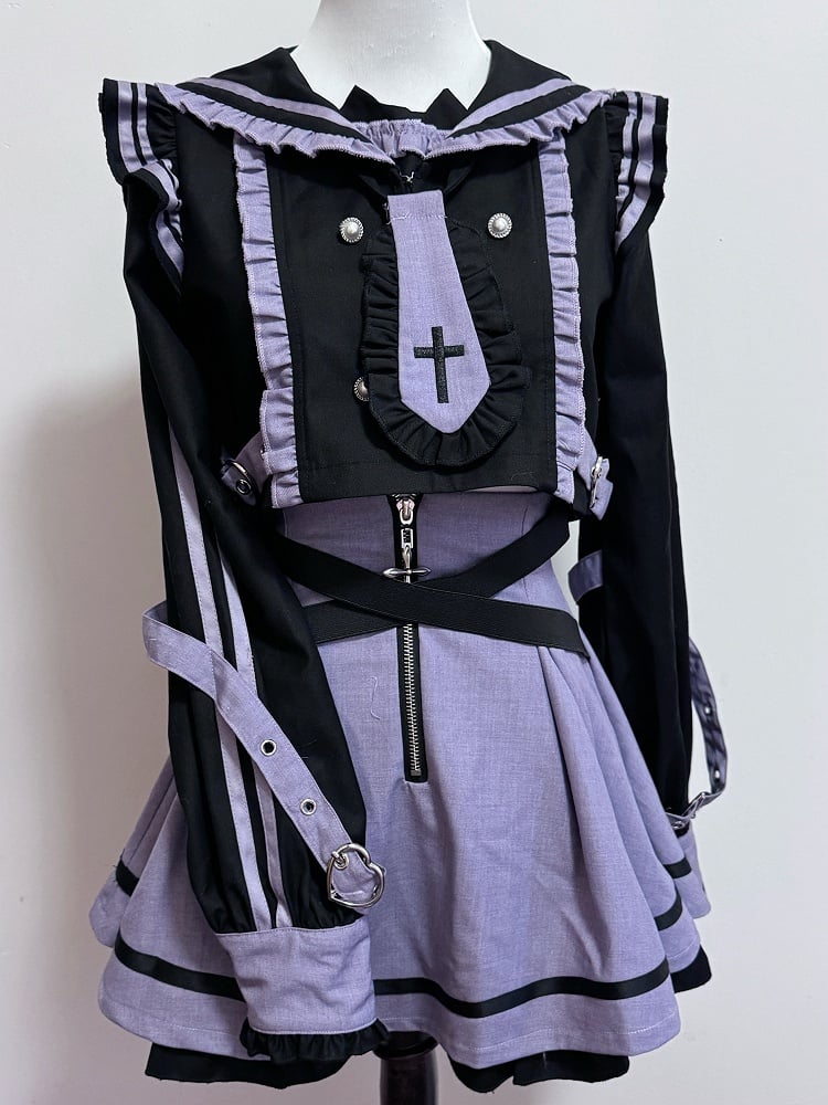 Kei Cat Trim Jirai Accessory Ruffles BlackPurple Ear