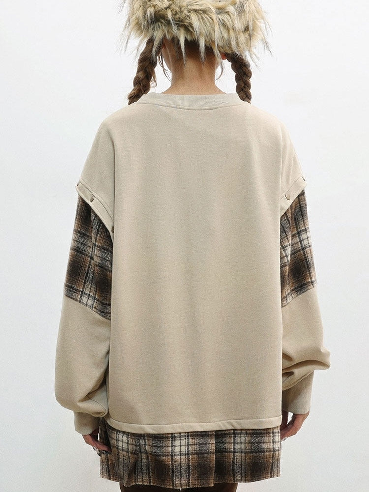 Pattern Plaid Wasteland Sweatshirt Camel Punk -