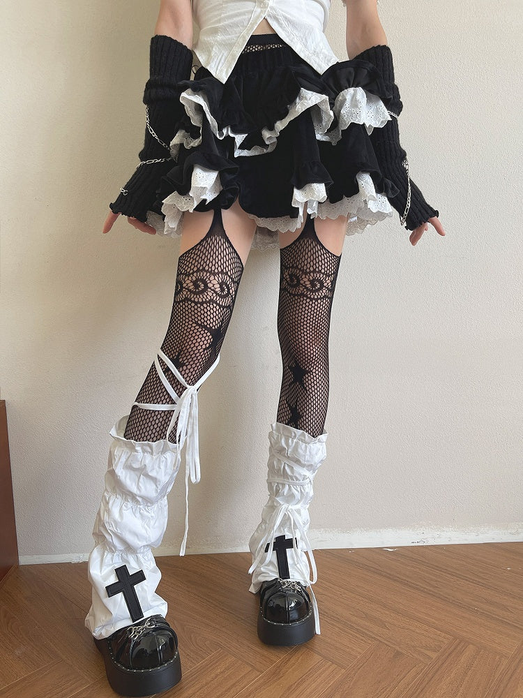 Warmerswith Decoration Gothic Design Cross Strap Leg White
