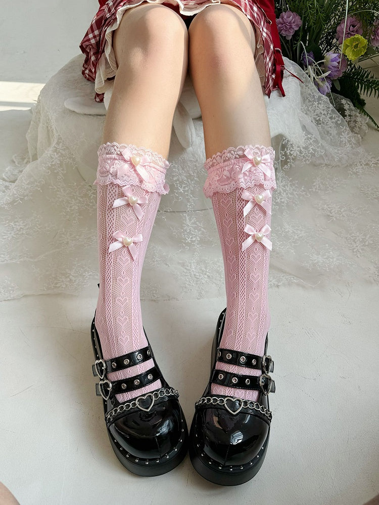 Lace Lolita Bow 2-Color Socks Style