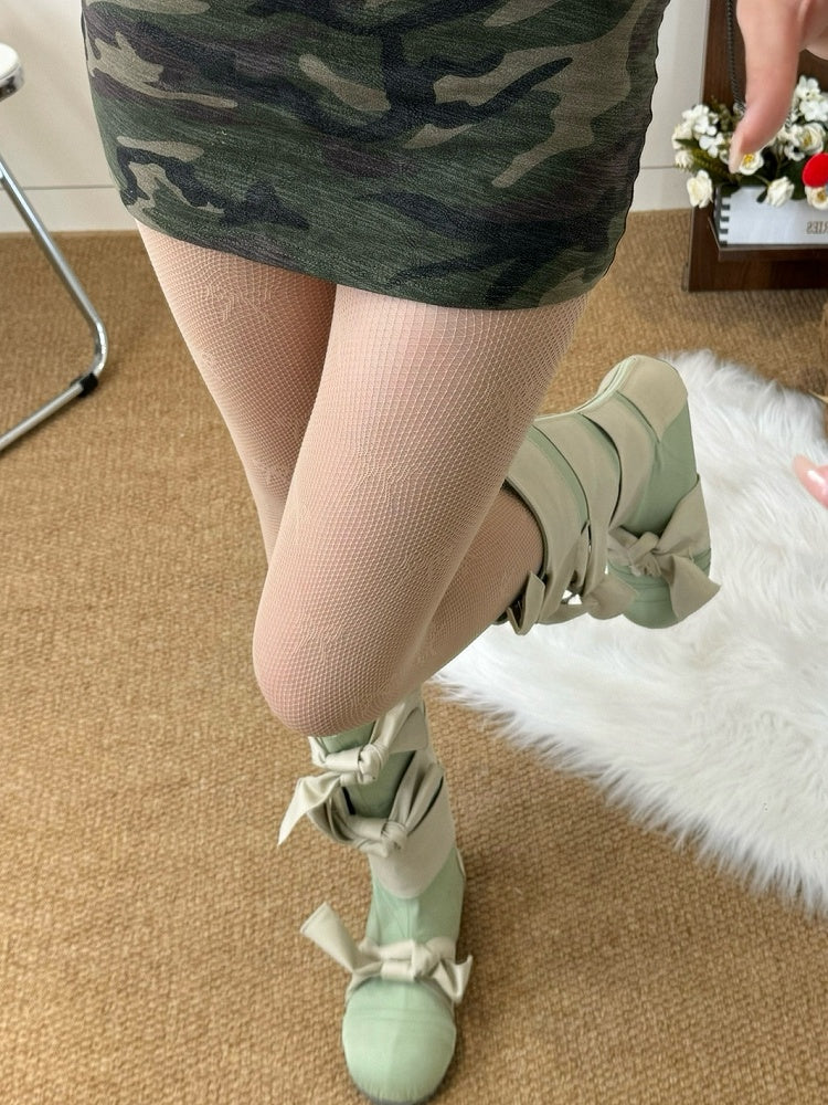 Details Bowknot Tights Nude/Black