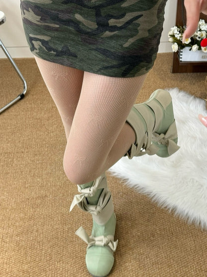 Details Bowknot Tights Nude/Black