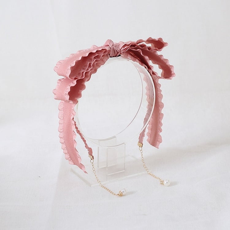 Cute Ruffled Lolita Charms Pink KC Multi-layer With Bowknot Bead