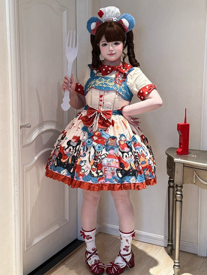 Puppy's Toy House Creamy High Waist Sweet Lolita JSK / Full Set