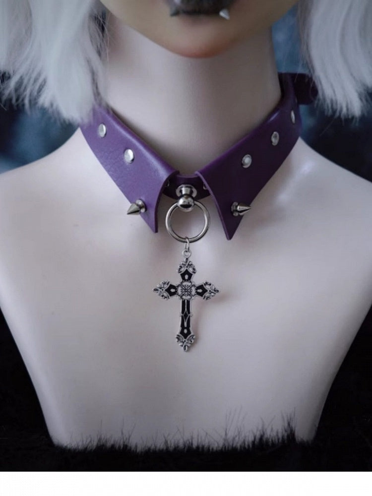 5-Color Cross Pendant Choker - Strange Sugar