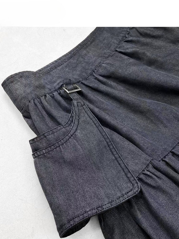 Saum Roh Bittersüß Verziert Grau Detail Dunkle Tasche Rock