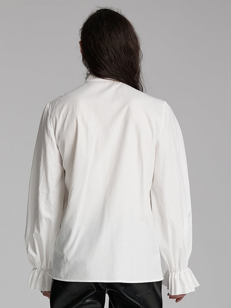 3D White Pleated Shirt Goth Men's