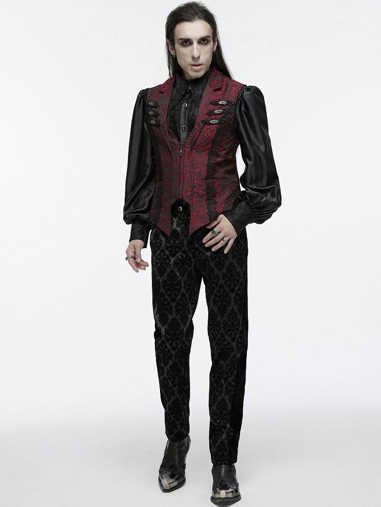 Rose Men's Vest Red Gorgeous Gothic