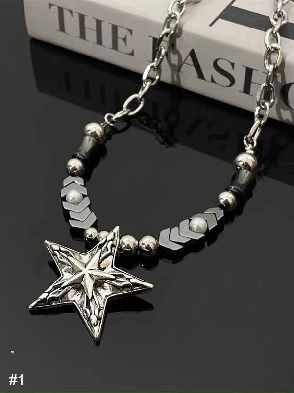 Punk Star Pendant Chain Necklace - Kiwi Store