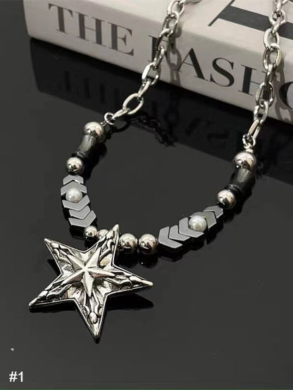 Punk Star Pendant Chain Necklace - Kiwi Store
