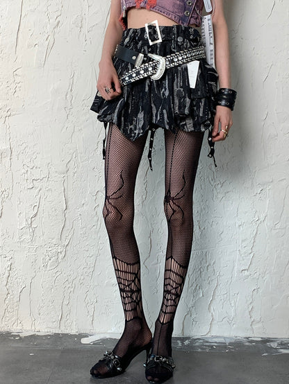 Tights Pattern Black And Spiderweb Y2K Spider