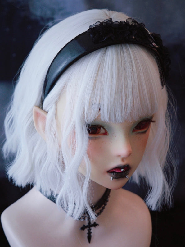 Lace Design Trim Black Heart With KC