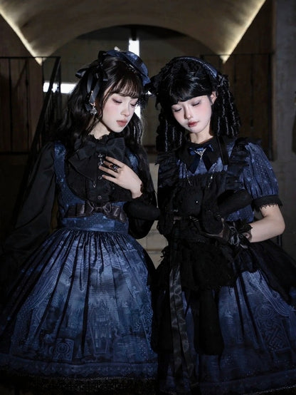 Midnight Rose Cemetery Dress with Overlay - iris de nuit