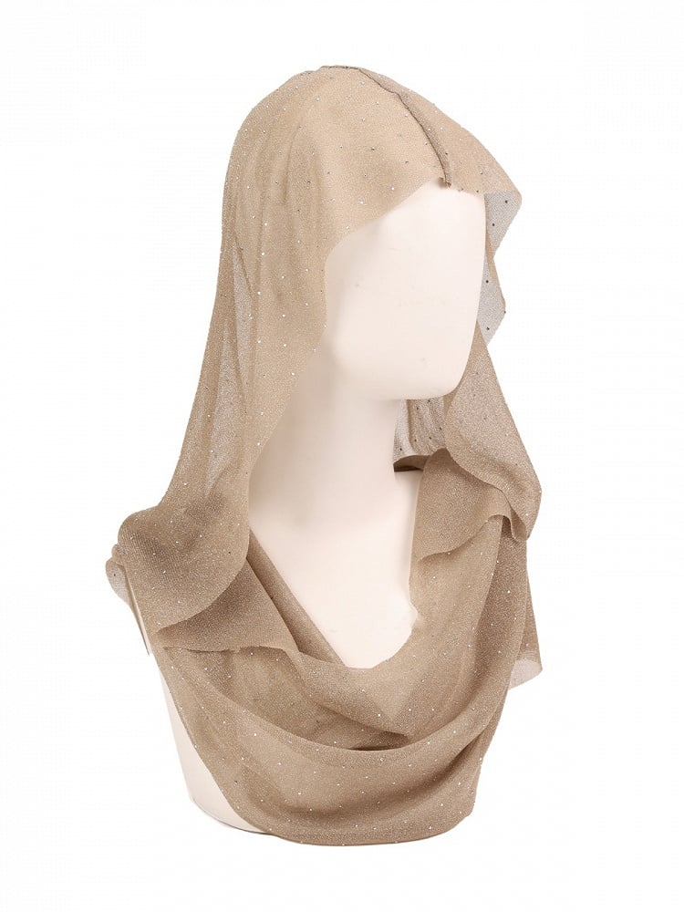 Brown Glitter Sheer Mesh Hood - Virtual Orbit