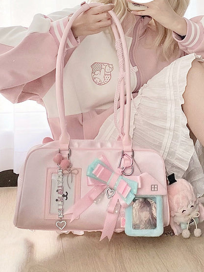 Pink Ita Bag with Detachable Card Holder - Sheep Puff