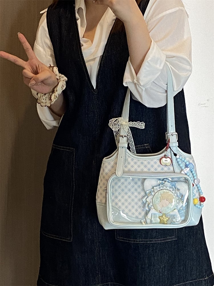 Ita Shoulder Blue Pattern Bag Plaid Light