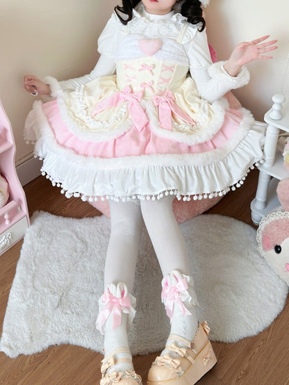 Trimming Yellow Autumn for Winter Sweet Lolita Plush and Dress