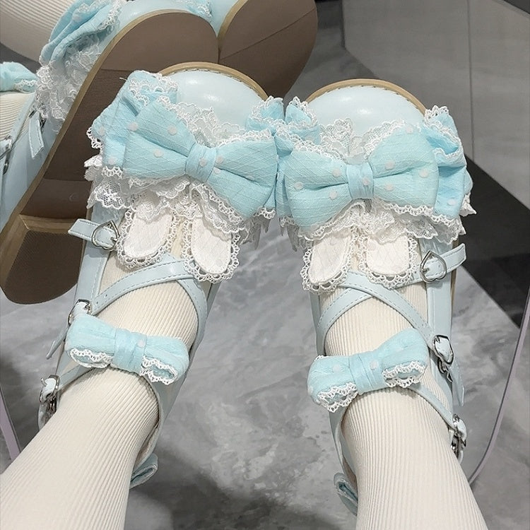Ear Blue Bunny - Design Janes Mary mit niedrigem/mittlerem Absatz