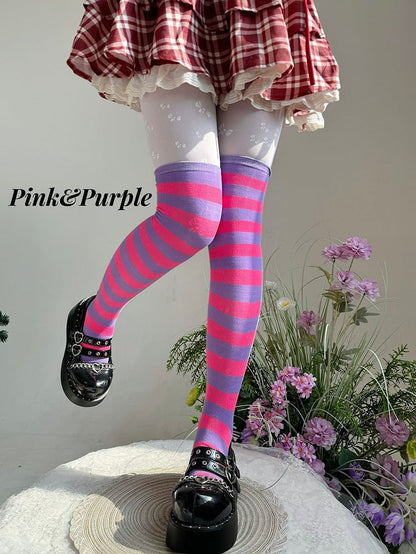 ストライプ柄ロリータオーバーニーストッキング