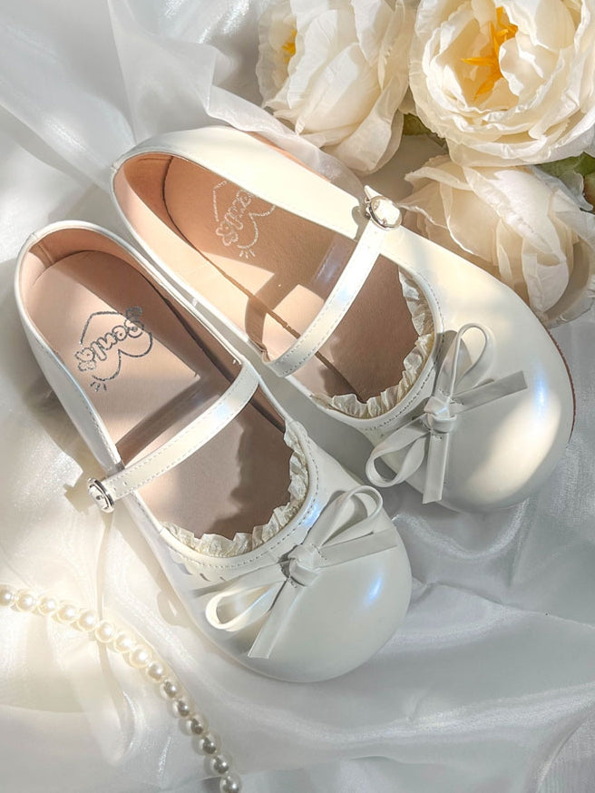 Toe Flat White Shoes Mary in Round Jane Sweet - Lolita