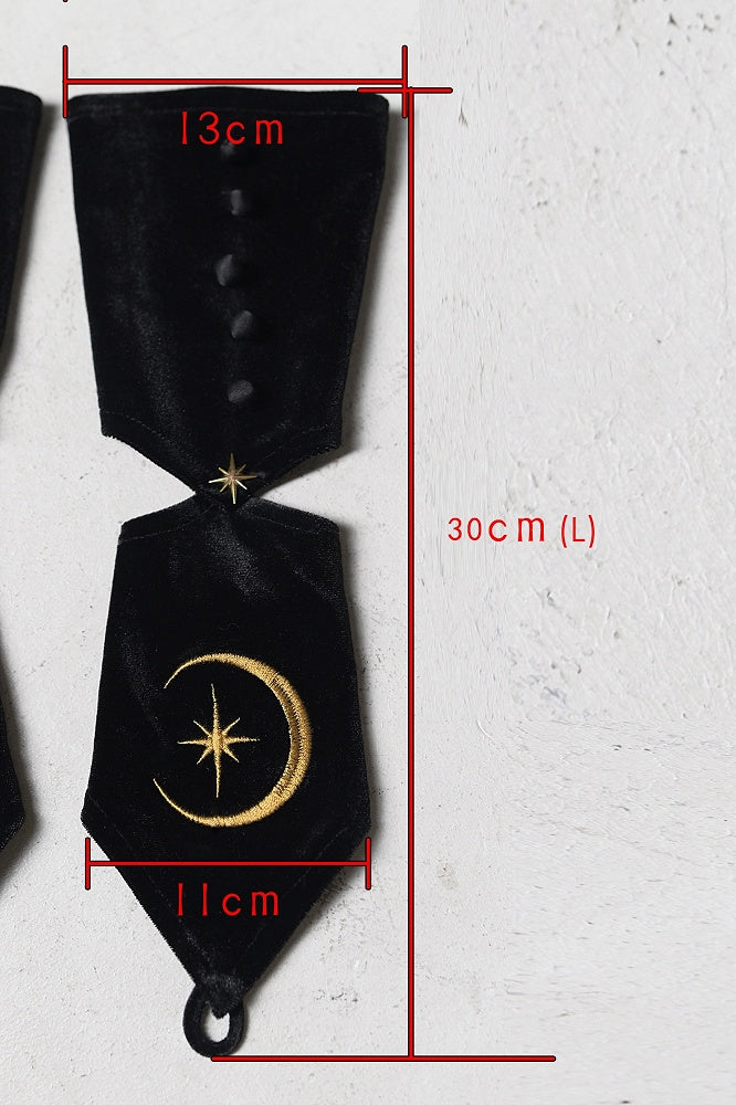 Black Embrodery Gloves Fingerless with Velvet